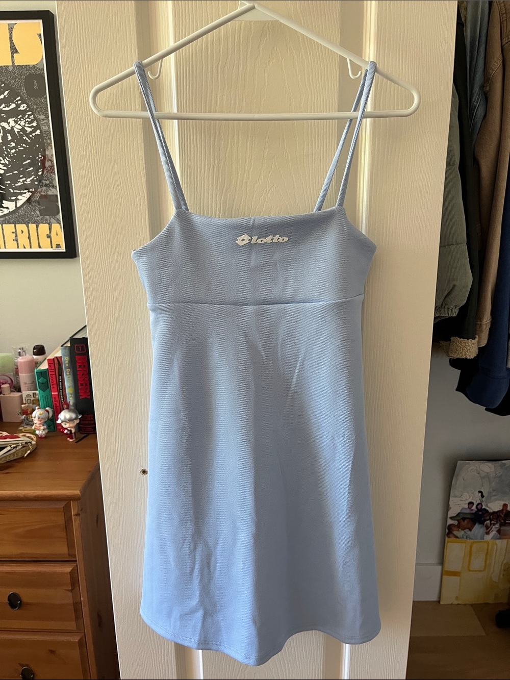 Zara x Lotto Light Blue Spaghetti-Strap Mini Dress